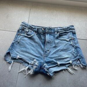 Abercrombie & Fitch Light Blue Distressed Denim Shorts